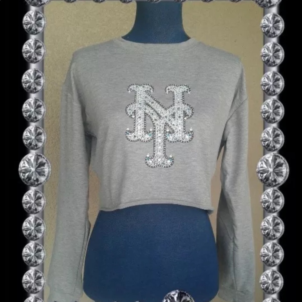 Women's NY METS Cropped long sleeve Sweatshirt